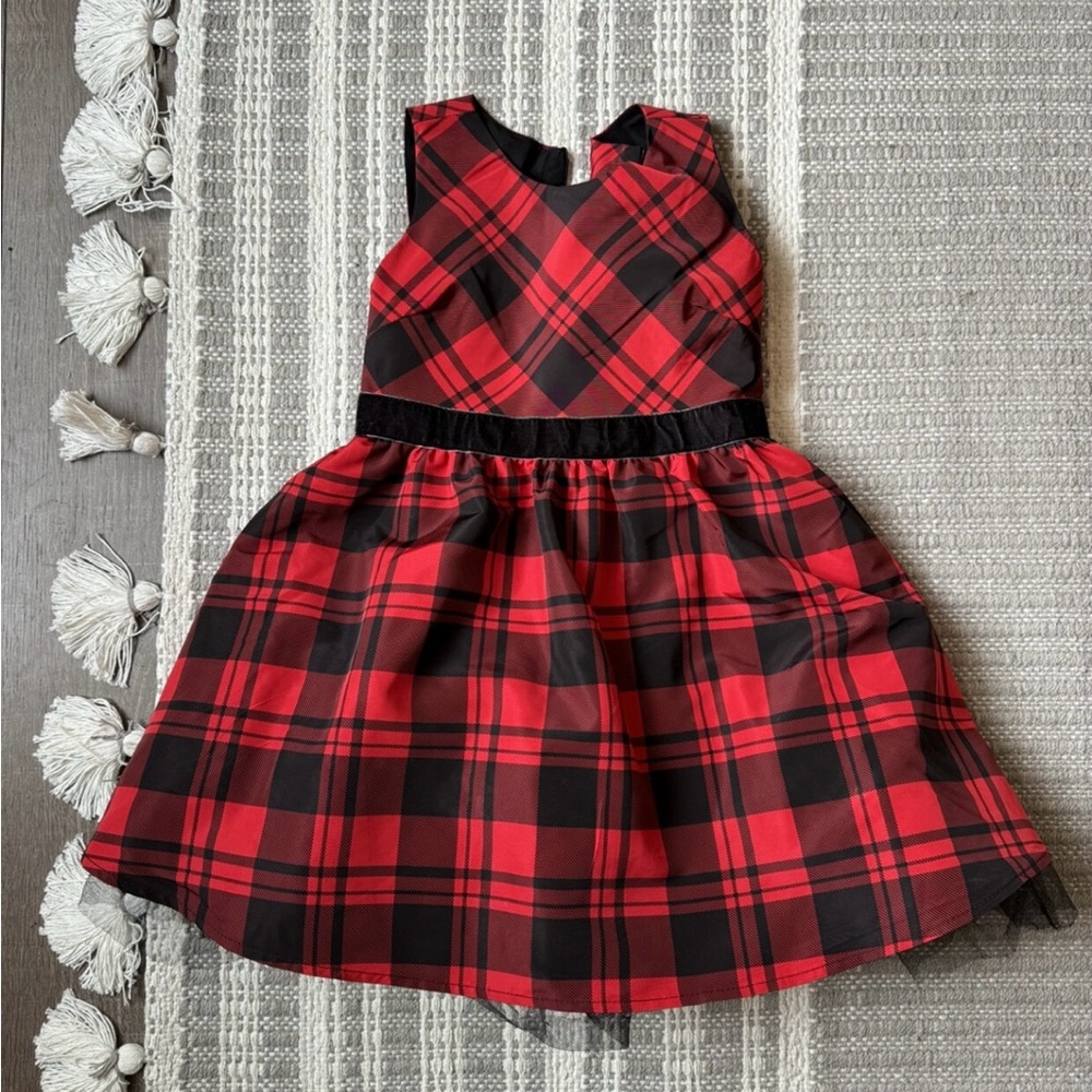 Red plaid holiday dress